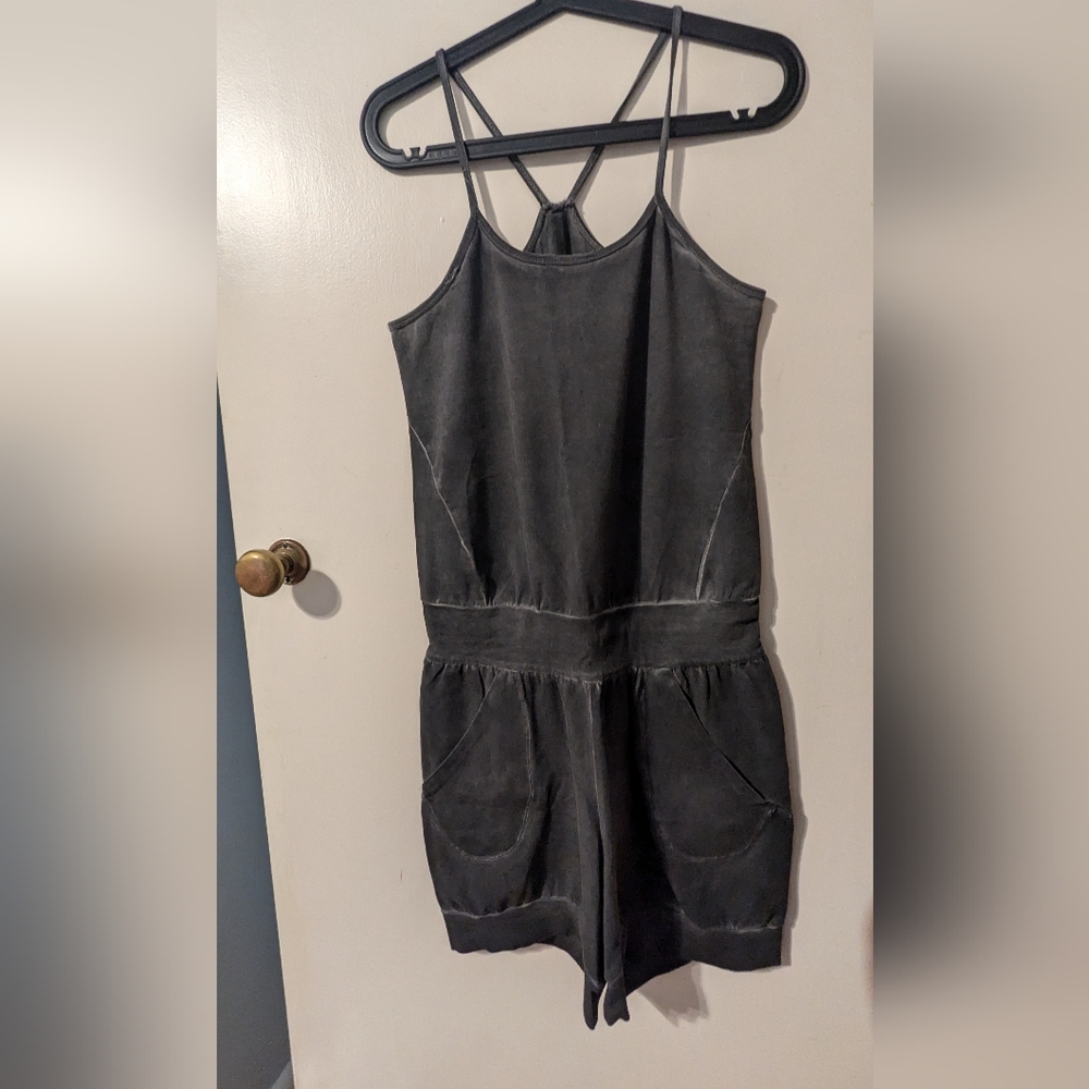 Ripple Yogawear Stonewash Short Yoga Jumpsuit (Dark Grey, Women's L)